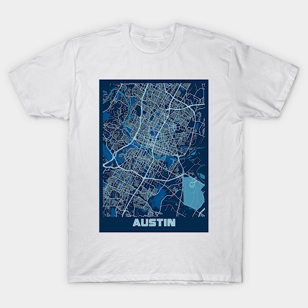 Austin - Texas Peace City Map T-Shirt by tienstencil